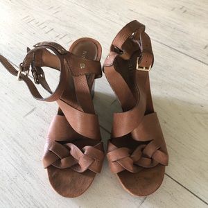 Brown Leather Nine West Wedges
